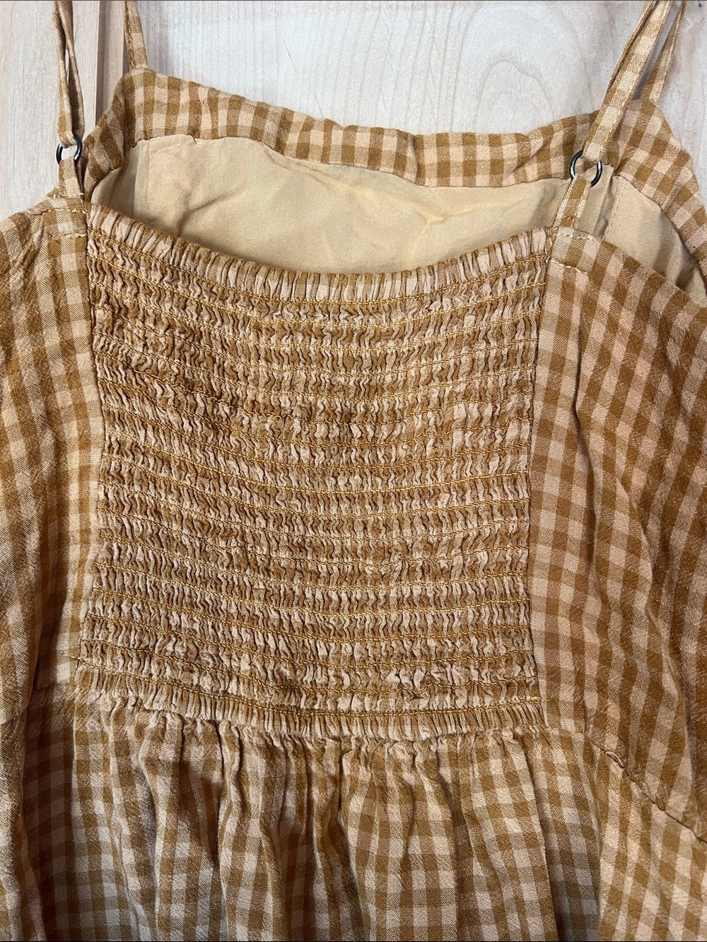 Aeropostale Mustard Gingham Spaghetti-Strap Mini Dress with pockets - Picture 6 of 12